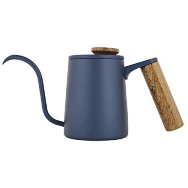 Imagem de Pote de café de gotejamento, pote de café de gotejamento de aço inoxidável de 350 ml com alça longo bico de ganso chaleira para todos os tipos de decoração (azul)
