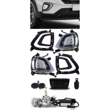 Imagem de Kit Farol de Milha Neblina Hyundai Creta 2020 LED DRL PCD Attitude Smart + Kit Lâmpada Super LED 6000K