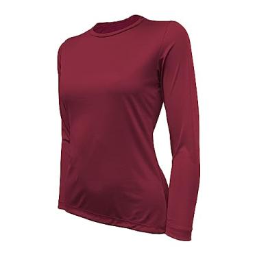Imagem de Camiseta Feminina Skube Com Proteção UV 50+ Dry Fit Segunda Pele Térmica Tecido Termodry Manga Longa - Vermelho - PP