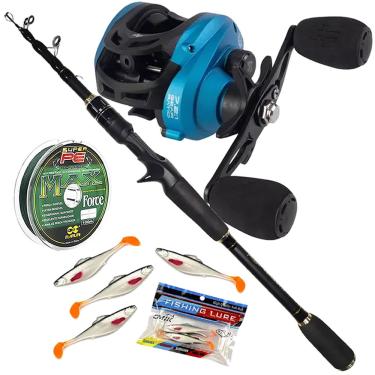 Imagem de Kit Pesca Tucunaré Carretilha M21 Slim Pro Vara Telescópica