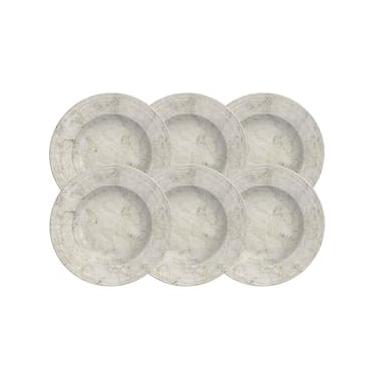 Imagem de Conjunto com 6 Pratos de Sobremesa Tramontina Travertino em Porcelana 21 cm - Off-White