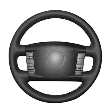 Imagem de Capa de volante de carro confortável antiderrapante costurada à mão preta, apto para VW Touareg Phaeton 2002 a 2006 2007 2008 2009 2010