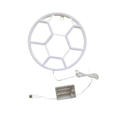 Imagem de Generic Sinal de néon do futebol sinais led presente aniversário lâmpada artes parede luz da noite sinal luz néon para sala de jogos café quarto barra café, branco