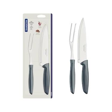 Imagem de Conjunto Faca Chef e Garfo Trinchante Tramontina Plenus Cinza - 2 Peças