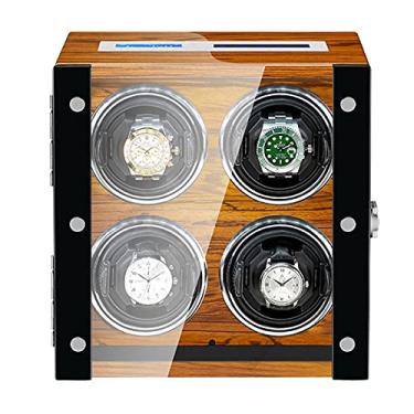 Imagem de Caixas de relógio enrolador de relógio com para 4 relógios automáticos com luz de fundo LED, controle remoto para relógios masculinos e femininos lofty ambition