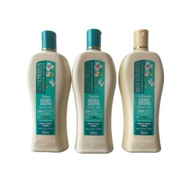 Imagem de Kit 2 Shampoo 1 Condicionador Cachos Crespos Limpeza Suave 500 Ml - Bi