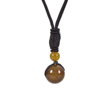 Imagem de Godtemrow Colar com pingente de proteção de bênção de pedra de ágata natural para mulheres e homens ajustável corrente da sorte amuleto Feng Shui joias presente, Metal, Sem Pedra Preciosa