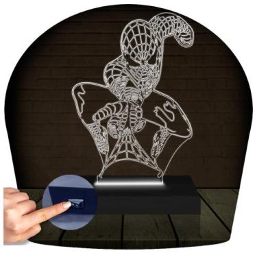 Imagem de Luminária Led Abajur  3D  Homem Aranha Marvel Heroi 3 - Rb Criações