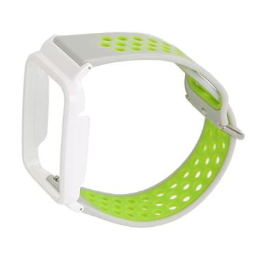 Imagem de Pulseira de Relógio de Silicone, Capa Protetora de Pulseira de Relógio, Respirável, Vestível, Ajustável, Flexível para Corrida (Cinza Verde + Casca Branca)