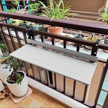 Imagem de Mesa de Bar YONGHUHU para Varanda, Mesa de Jantar Dobrável, Mesa de Serviço Pequena, Mesa de Bar ao Ar Livre, Mesa de Varanda, Mesa Lateral Dobrável, 80x26 cm / 31,4x10,2 pol., Madeira e Branco