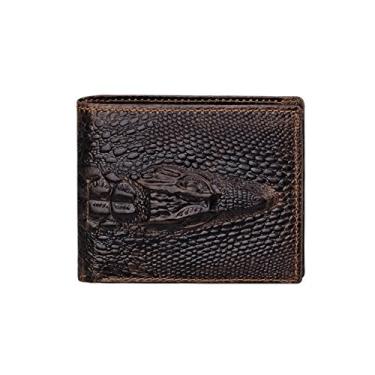 Imagem de Carteira masculina de couro, porta-cartão de crédito, bolso para moedas, carteira com proteção RFID, Crocodilo - 2, Standard size