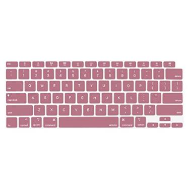 Imagem de MOSISO Capa para teclado compatível apenas com MacBook Air de 13 polegadas 2021 versão 2020 A2337 M1 A2179 tela retina com teclado mágico retroiluminado Touch ID, película protetora de silicone impermeável, rosa