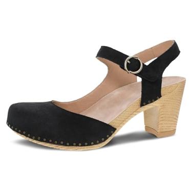 Imagem de Dansko Sandália feminina assimétrica com bico fechado Taytum – Couro de qualidade tratado com Scotchgard para resistência a manchas – Palmilha acolchoada e contornada para conforto o dia todo, Preto,