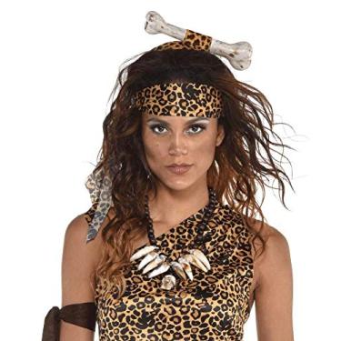 Imagem de amscan Womens Caveman Bone Leopard Print Headband, Brown, one Size