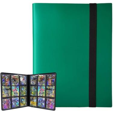 Imagem de PKMLIFE Porta-fichário para cartões colecionáveis, 9 bolsos para álbuns de beisebol Yugioh MTG TCG, cartão de coleção melhor proteção, 20 páginas para até 360 cartões (verde)