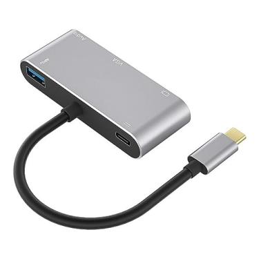 Imagem de Suckoo Adaptador de base de áudio 5 em 1 USBC para HDMI VGA USB3.0 PD100W 3.5 compatível com PC Host Laptop Mac TYPEC externo HDMI TV monitor projetor conversor de cabo divisor 4K30HZ