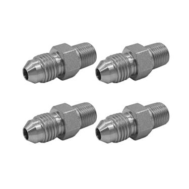Imagem de BEITERSTOE (Pacote com 4) Adaptador de mangueira hidráulica 2404-04-02 encaixe 1/10.2 cm macho JIC 37° Flare (7/16-20 UNF) × 1/20.3 cm macho (1/8-27 NPTF) SAE conector de juntas de tubo reto aço