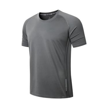 Imagem de ZENGVEE Camisetas esportivas masculinas de malha com absorção de umidade e absorção de umidade, Cinza, M