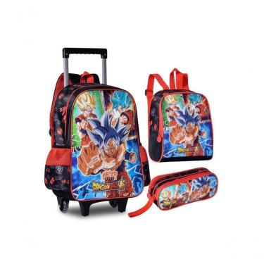 Imagem de Kit Mochila Dragon Ball Super Carrinho Azul 40x30x13cm