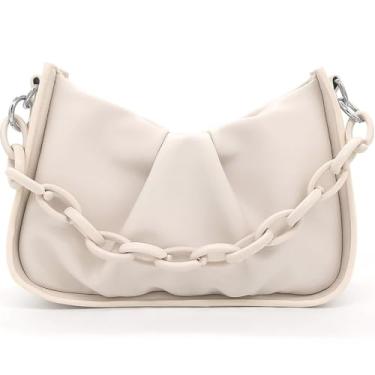 Imagem de HAOOT Bolsas transversais para mulheres, mini bolsas modernas, bolsas de ombro, bolsas de mão para mulheres, bolsa de noite, Branco, 9.1”L×2.8w”×6.3H, Removível, durável, portátil