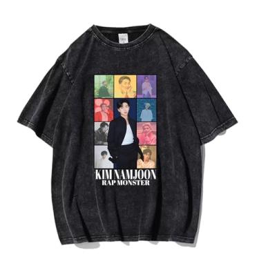 Imagem de Camiseta K-pop Jk Rm J-Hope, camiseta vintage estampada lavada streetwear camisetas vintage unissex para fãs, 6, XXG
