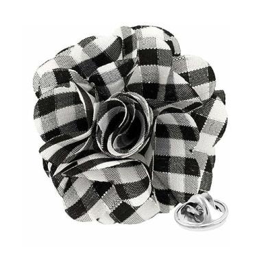 Imagem de Vittorio Vico Broche de lapela de flor xadrez formal masculino premium - Boutonniere para homens, broche de flor, 2.5" (6.36CM), Poliéster, Não aplicável