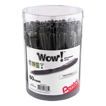 Imagem de Pentel WOW! Caneta esferográfica, (1,0 mm), linha média, tinta preta, pacote com 60, recipiente (BK440PC60A)