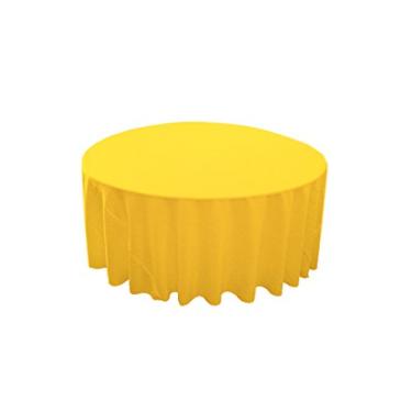 Imagem de LA Linen Toalha de mesa redonda de popelina de poliéster, 300 cm, amarelo claro, 305 cm