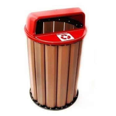 Imagem de Lixeira para Coleta Seletiva 90L Diversas Cores Madeira Plastica Ecologica