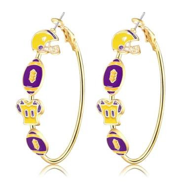 Imagem de Boderier Brincos femininos de dia de jogo para capacete de futebol americano, brincos de argola, dia do jogo, orgulho da equipe, acessórios para presentes, Zinco, Sem pedra preciosa