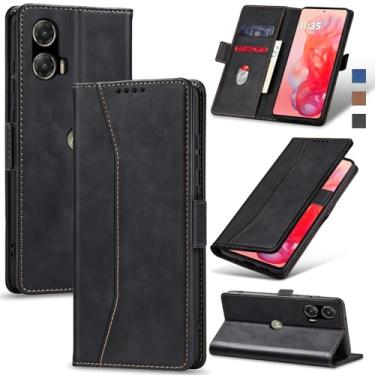 Imagem de Jasonyu Flip Carteira Capa para Moto G stylus 5g (2024),Capinha Folio Magnética de Couro com Suporte para Cartão,Suporte para Chute - Protetora Durável de TPU à Prova de Choque para Telefone,Preto