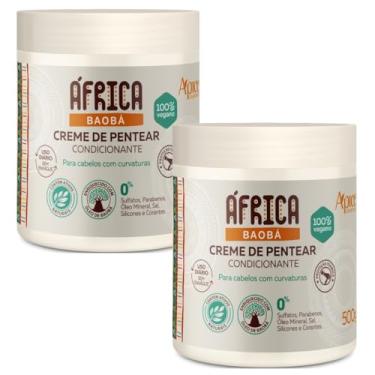 Imagem de Kit C/ 2 Creme De Pentear África Baobá Vegano Condicionante Cabelos Com Curvatura Apse 500g