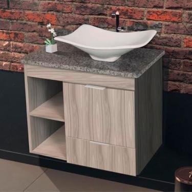 Imagem de Gabinete Toucador Para Banheiro Ocre Tampo Em Granito 77,6cm Maple
