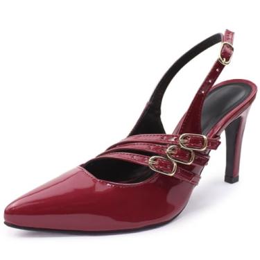 Imagem de Sapato Scarpin Re&Ton Slingback Salto Médio Feminino SC12 (Cereja Verniz, BR, Adulto, Numérico, 36)