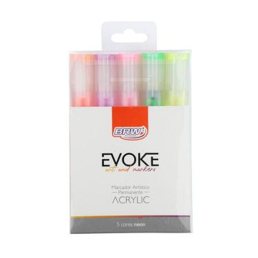 Imagem de Marcador Artístico Permanente BRW Evoke Acrylic Neon 5 Cores