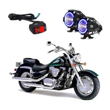 Imagem de Par Farol de Milha Angel Eye U7 Azul para Moto Suzuki Intruder LC 1500