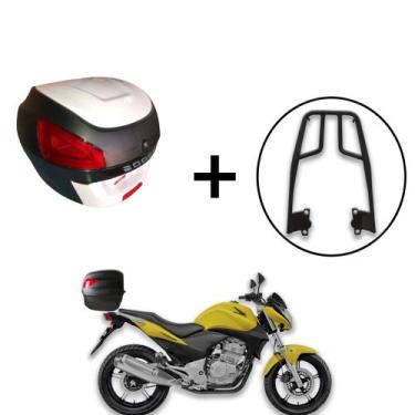 Imagem de Bauleto De 29 Litros Awa Proos + Bagageiro Cb300 Aço Maciço, Branco