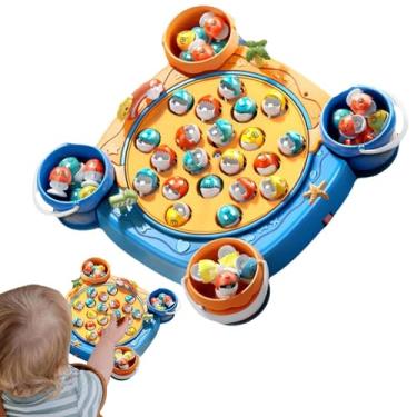 Imagem de Brinquedos de captura de pesca, brinquedos educativos de pesca | Brinquedos de pesca magnéticos infantis com música | Jogos de pesca com habilidades motoras, jogo de tabuleiro giratório interativo par