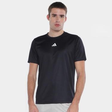 Imagem de Camiseta Adidas Treino Básica Masculina, Preto, Branco, G