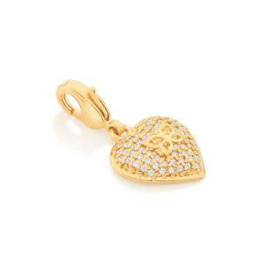 Imagem de Berloque banhado ouro 3x 24k 18k e 22k feminino coração borboleta zirc