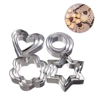 Imagem de Kit 12 Moldes Cortadores De Massa Para Biscoito Forma Em Inox - Coisar