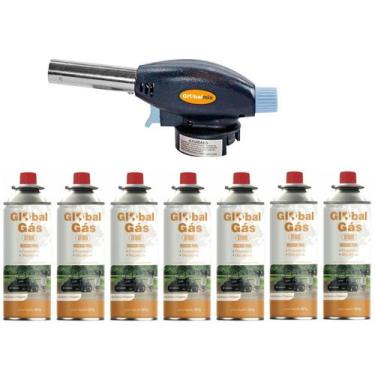 Imagem de Kit Maçarico Portátil GT6019 Com Controlador de Chama + 7 Recargas de 