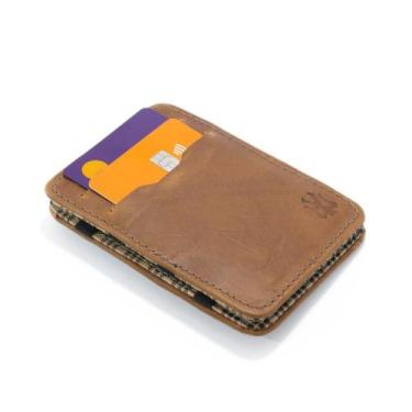 Imagem de Carteira Magica Masculina Couro Lisa Resistente Slim Compacta Repartiç