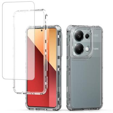 Imagem de Ueokeird Capa para Redmi Note 13 Pro 4G, Capa Poco M6 Pro 4G com protetor de tela de vidro temperado, capa protetora transparente de 3 camadas para celular Xiaomi Redmi Note 13 Pro 4G transparente