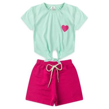Imagem de Conjunto Cropped Infantil Verão Menina Coração -Verde - Magia Baby, 06
