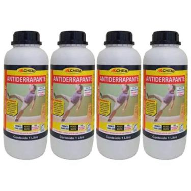 Imagem de Kit 4 Antiderrapante Líquido Contra Queda Transparente 1lt - Allchem