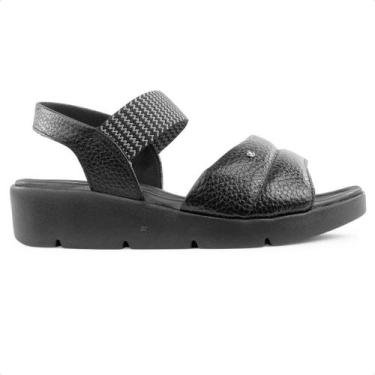 Imagem de Sandália Usaflex Plataforma Tira Fofa Feminina, 37, Preto, Cinza