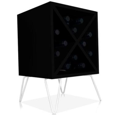 Imagem de Suporte Adega De Vinho Santiago Madeira MDF 12 Garrafas - Branco Preto