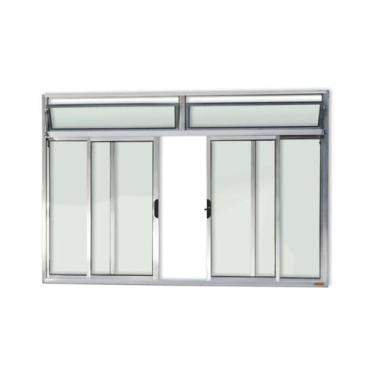 Imagem de Janela de Aluminio de Correr com Bandeira 100x150cm 4 Folhas com Vidro