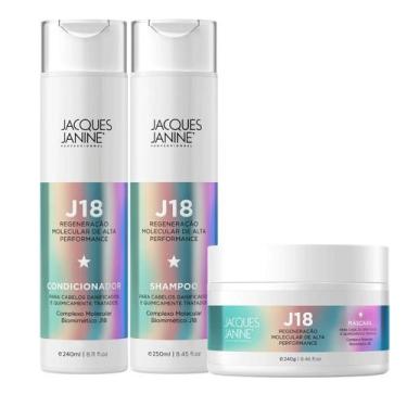 Imagem de Kit Jacques Janine J18 Shampoo Sem Sal Condicionador Leave-In 240ml Má